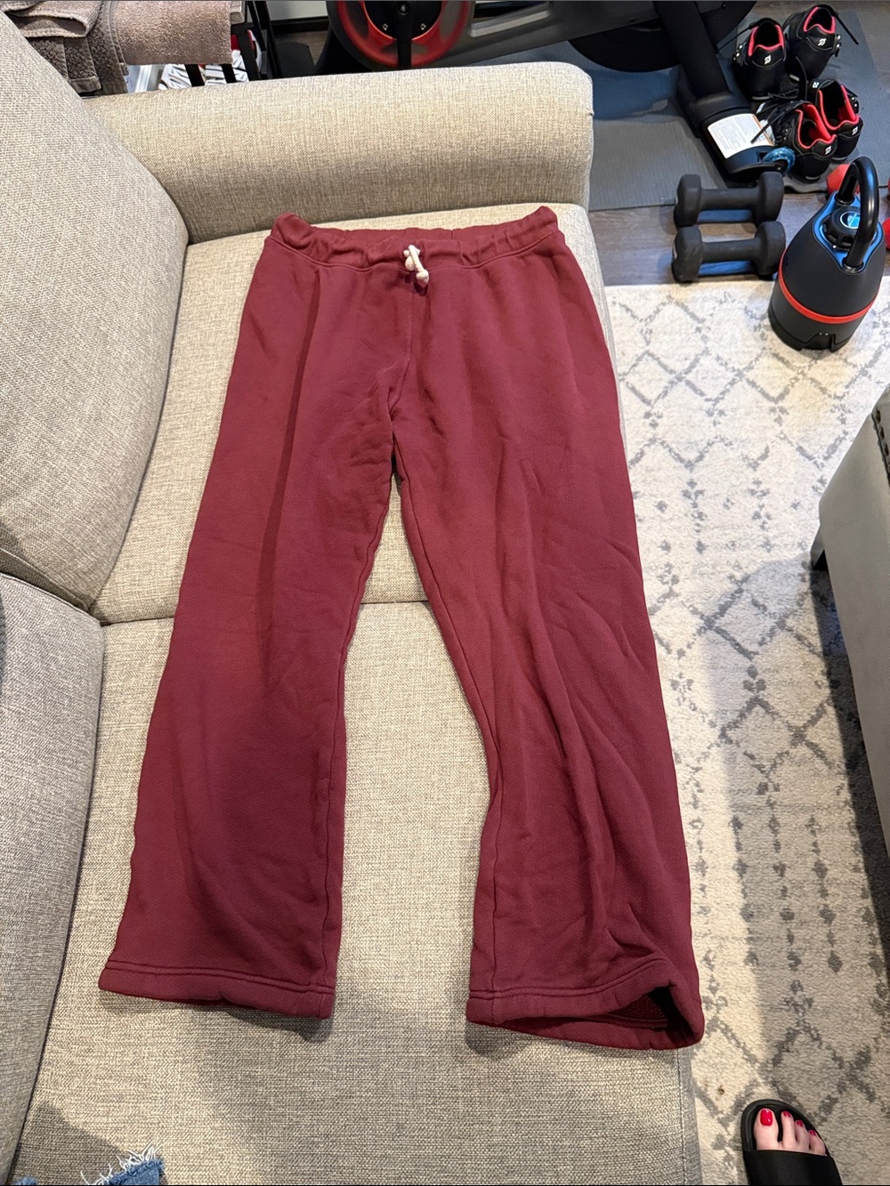 perfectwhitetee Burgundy Drawstring Sweatpants